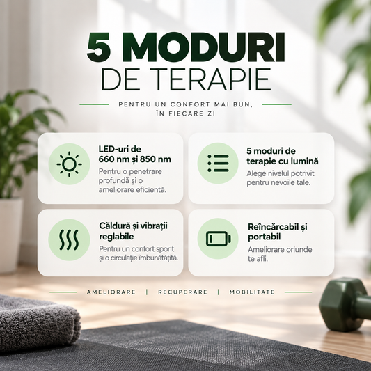 Aparat pentru genunchi și picioare, cu lumină roșie și infraroșu, încălzire și puls reglabil